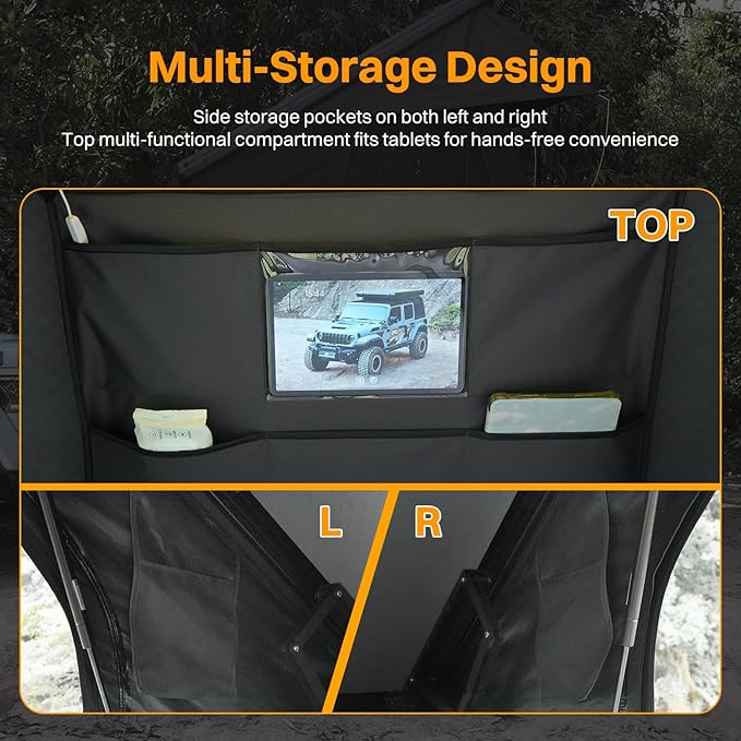 Hardshell Rooftop Tent, Car Roof Tent for Camping, Jeep, SUV, Van, with Aluminum Alloy Shell, 300D