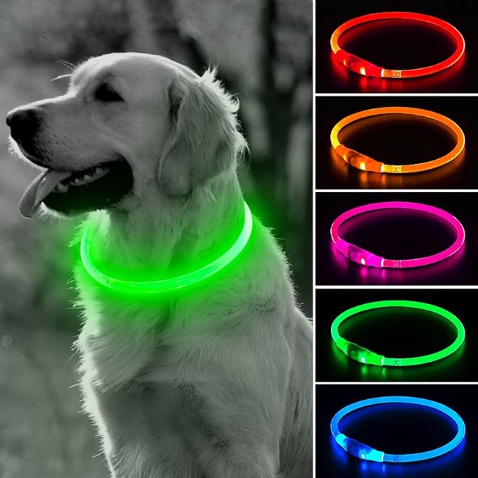 BSEEN Light Up Dog Collar - LED Dog Collar Rechargeable, Glowing Pet Collars for Small Medium Large