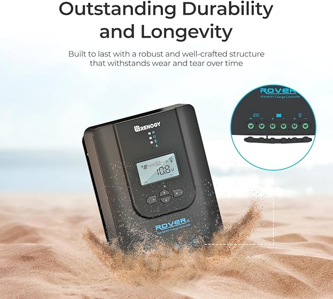Renogy Solar Charge Controller (Bluetooth) - Rover 40A 12V24V Auto Parameter DC Input MPPT Charge