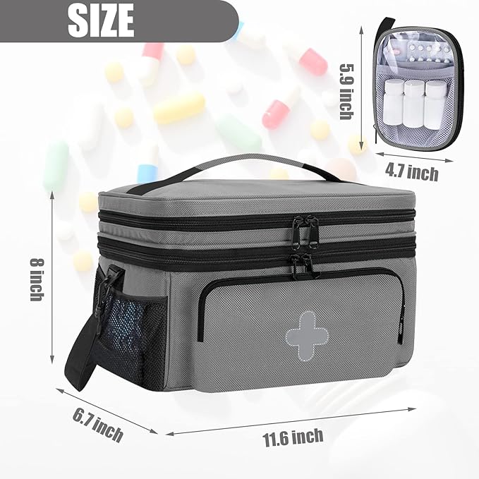 Medicine Storage Bag, Medical Bag Pill Bottle Organizer for Emergency, Medicine Box Empty with