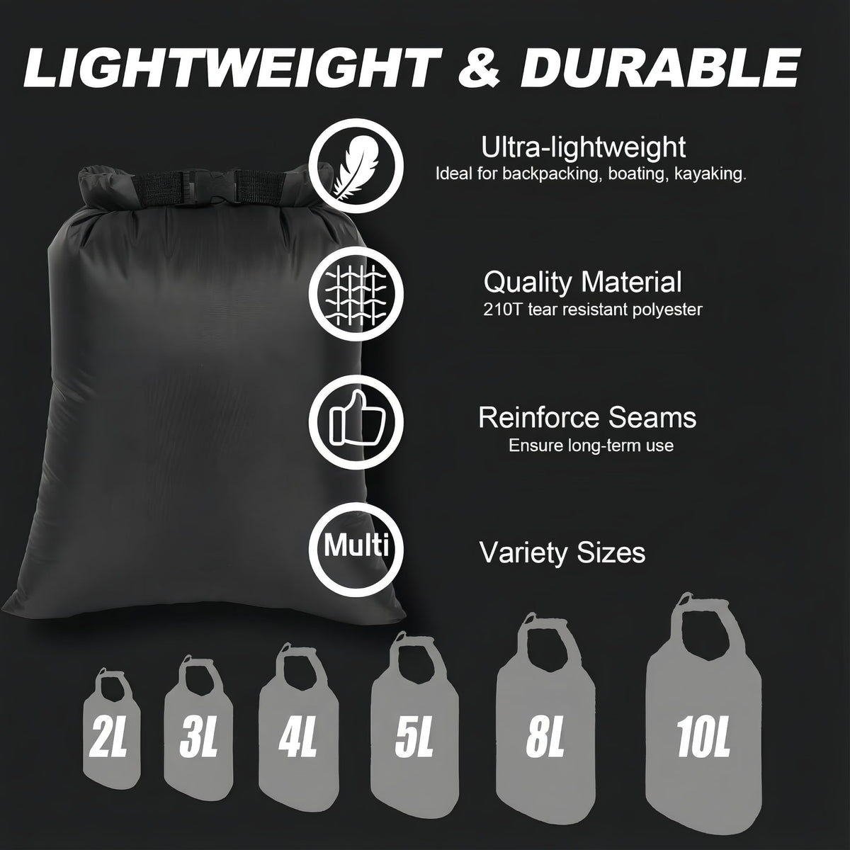 Ucolofun Dry Bags Waterproof Set, 6-Pack Ultralight Waterproof Bags Small Stuff Sack Water Proof