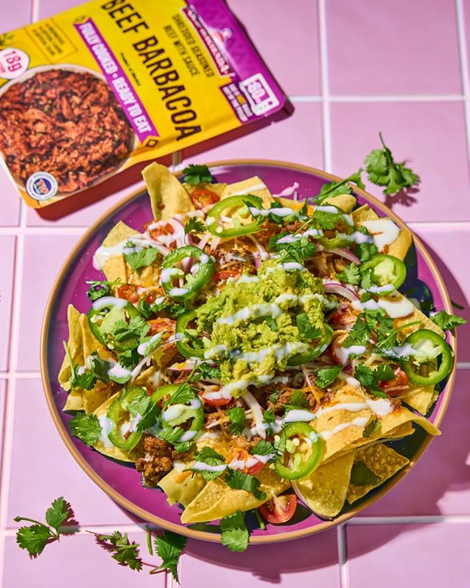 Old Hacienda Beef Barbacoa, | 100% Shredded Seasoned Beef with Sauce | Fully Cooked & Ready to Eat