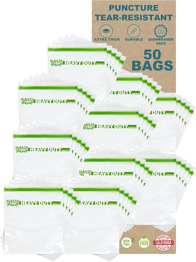50pcs BULK DEAL, Reusable Extra HEAVY DUTY Bags Thick 5mil Reclosable Bags, BPA-Free, Washable