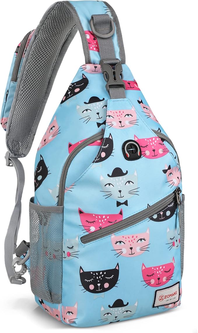 ZOMAKE Sling Bag,Small Crossbody Sling Backpack,Water Resistant Shoulder Daypack for Travel,Anti