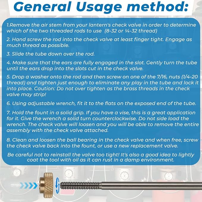 Upgraded Stove Lantern Check Valve Removal Professional Tool - Fits for The Vaporization Lamp