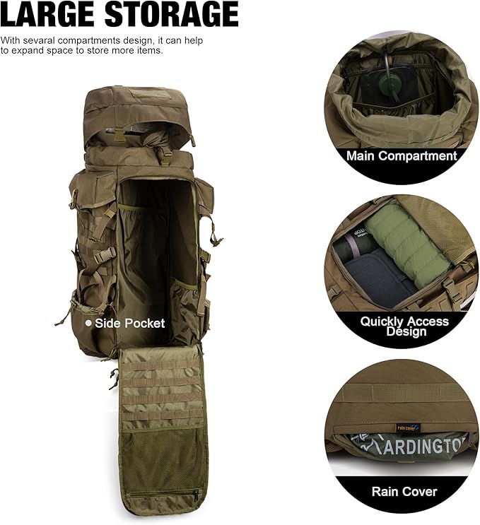 Mardingtop 70L Internal Frame Backpack for Hunting,Camping,Hiking Backpacking Backpack with Rain