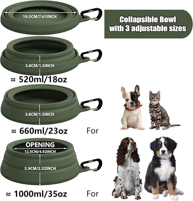 OHMO Spill Proof Collapsible Dog Water Bowl Large 34oz for Cars, No Splash Portable Bowls for Dog