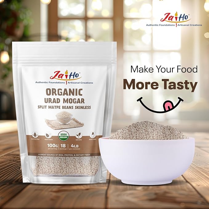Jai Ho Certified Organic Kabuli Chana Garbanzo Beans 4 lb | Chickpeas Lentils | Indian Kabuli Chole