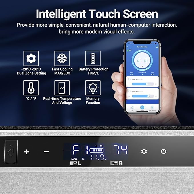 BODEGACOOLER 12 Volt Car Refrigerator, RV Car Fridge Dual Zone APP Control, Portable Freezer,121