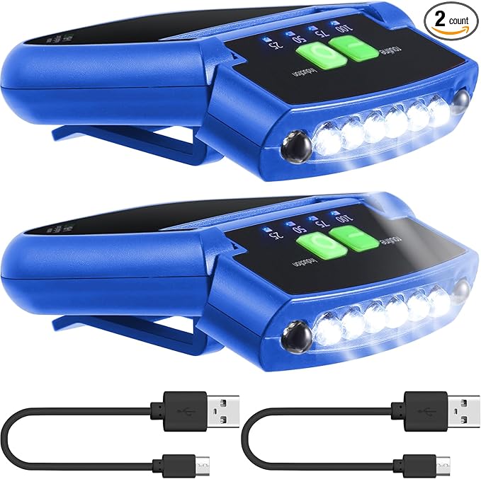 Mudder LED Clip on Cap Lights USB Rechargeable Cap Flashlight Clip Waterproof Ultra Bright Hat