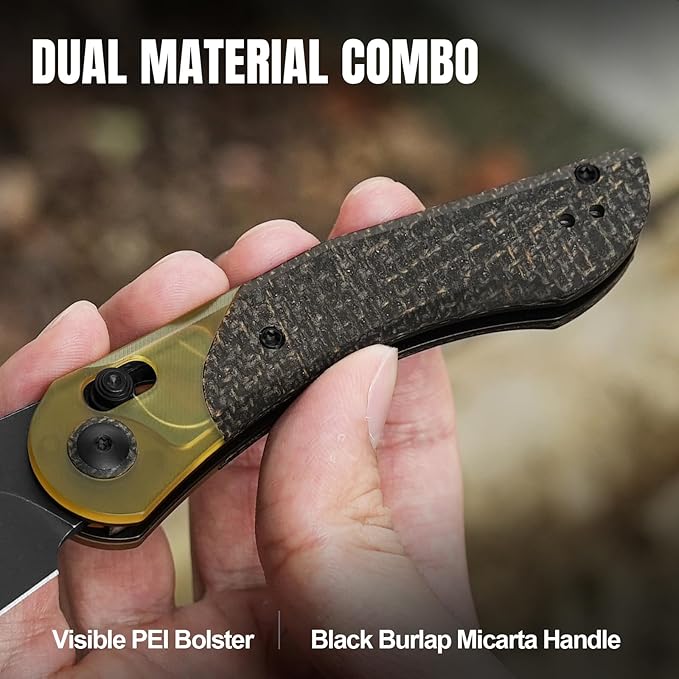 Kizer Mini Mystic Pocket Knife, 3.2" 154CM Blade EDC Hunting Survival Knife with Black Burlap