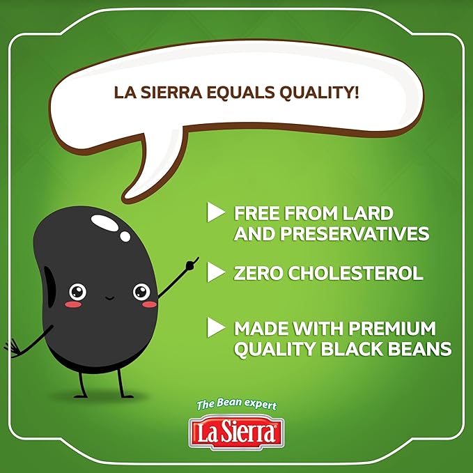 La Sierra Refried Black Beans, Ready-to-Eat Vegetarian Refried Beans, 15.2 oz Pouch (Pack of 8)