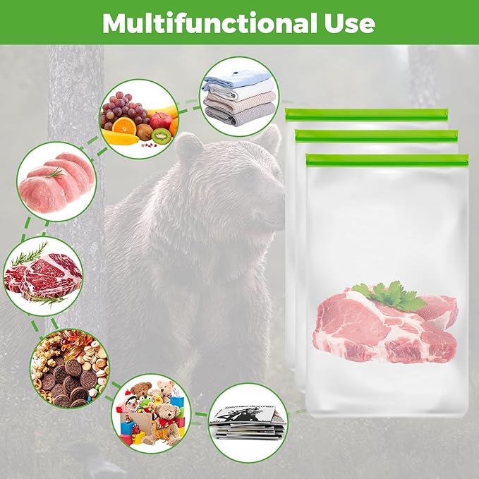 3 Pack Bear Bags for Food Backpacking, Odor Proof Bags-12ｘ20 Inch, Reusable Double Track Zip