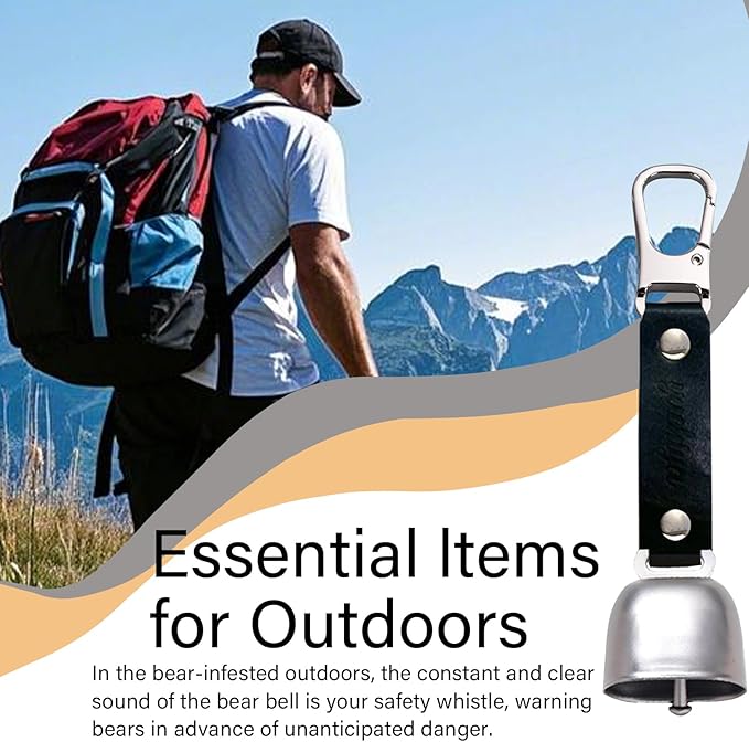 Bear Bell with Magnetic Silencer|Bear Bells for Hiking & Camping|Bear Deterrent Device with