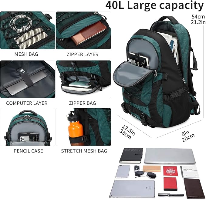 BOVIP 40L Hiking Backpack Waterproof Lightweight Daypack Travel Sports Camping Backpack for Men