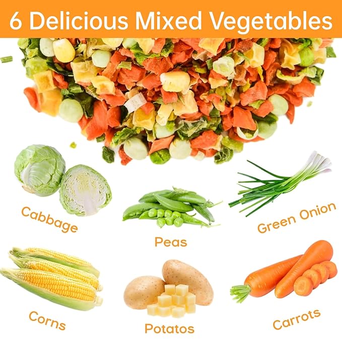 16OZ Dehydrated Freeze Dried Vegetables - 100% Natural Large Packaging Ramen Toppings, 6 Mixed