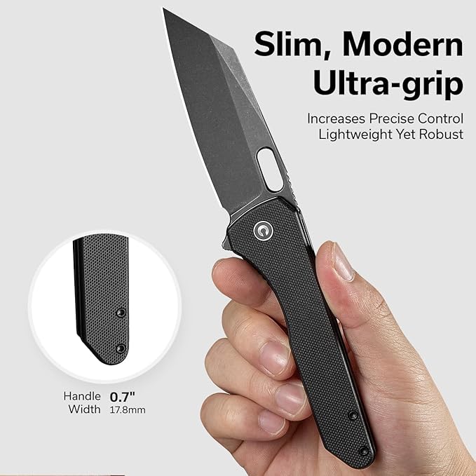 CIVIVI Nugz Folding Pocket Knife for EDC, 3.17" 14C28N Reverse Tanto Blade G10 Handle Flipper Knife