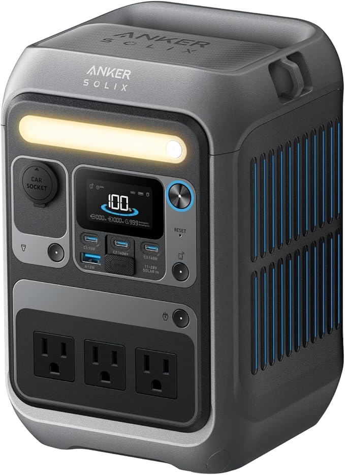Anker Portable Power Station SOLIX C300, 288Wh LiFePO4 Battery, 300W (600W Surge) Solar Generator