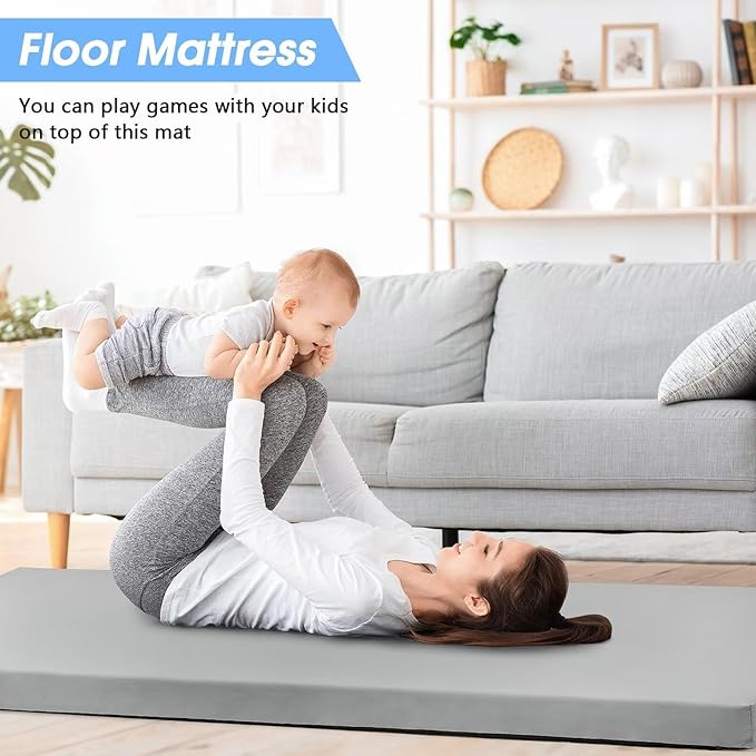 CYMULA Memory Foam Camping Mattress Pad,3inch Sleeping Pad for Camping,Non-Slip Bottom Floor Cot
