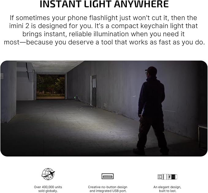 OLIGHT IMINI 2 EDC Rechargeable Keychain Flashlight, 50 Lumens Compact and Portable Mini LED