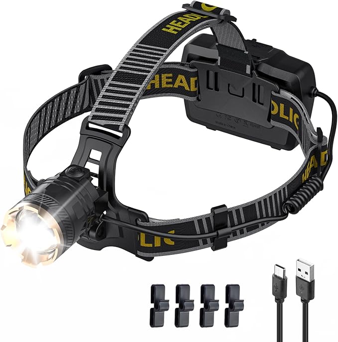 1,000,000 LM Rechargeable Headlamp, 90° Adjustable Head Lights for Forehead, Headlamps for Adults