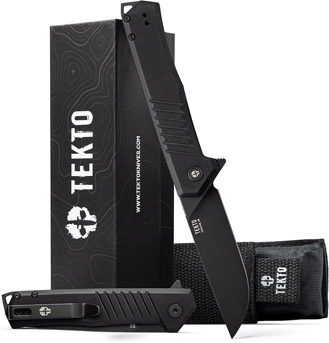 F1 Alpha Folding Pocket Knife - Modified Straight Back Blade, Titanium Coated D2 Steel, Ideal for
