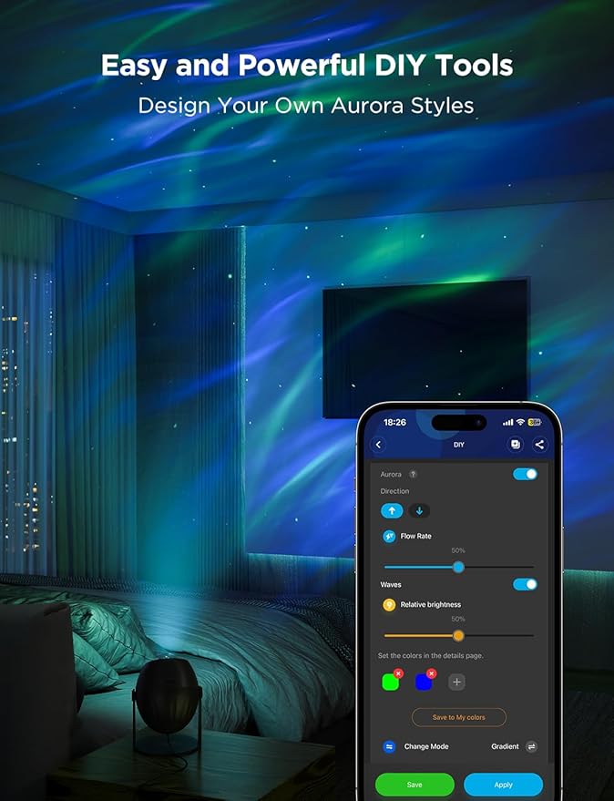 Govee Star Light Projector with 3 Aurora Flowing Effects, Star Projector Works with Matter, Alexa