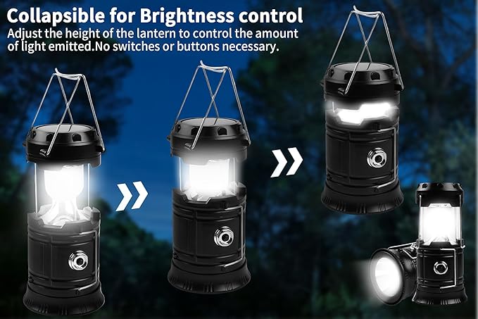 KunHe 24-Pack 1800mAh Collapsible Portable LED Camping Lantern Lightweight Waterproof USB