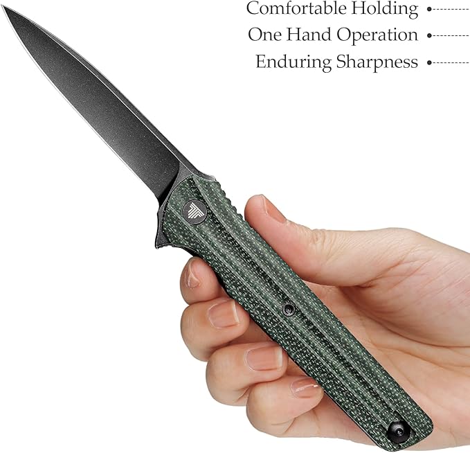 EDC Pocket Knife for Men,Folding Knives with Reversible Clip,Liner Lock 3.4'' Black 14C28N Steel
