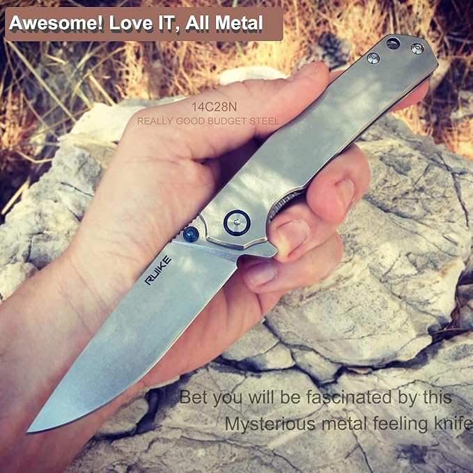Ruike Tactical Folding Pocket Knife for men,14C28N Stainless Steel Blade,Frame Lock,EDC Small