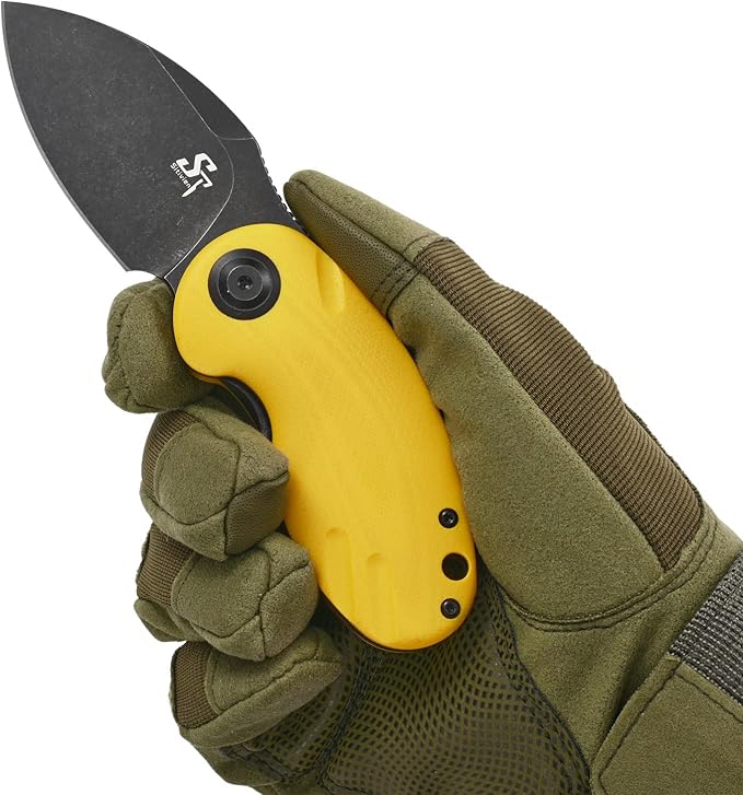 Sitivien ST153 Pocket Folding Knife,Sandvik 14C28N Black Stonewashed Blade with G10 Handle,Chinese