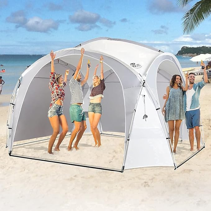 UNP Easy Beach Tent Pop Up Canopy UPF50+ Tent with Side Wall, Ground Pegs, and Stability Poles, Sun