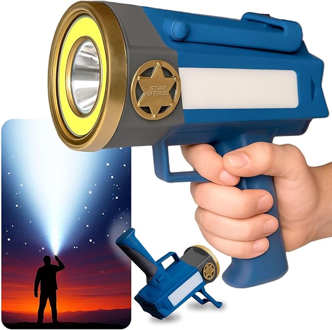 Mega-Bright Rechargeable Spotlight, AS-SEEN-ON-TV, Tactical & Emergency Flashlight, 10 Modes, Turbo