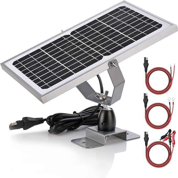 SUNER POWER 10W 12V Solar Battery Charger Maintainer, Built-in Smart MPPT Charge Controller