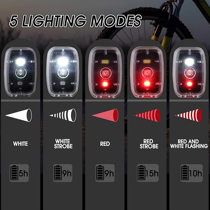 Mudder Running Lights for Runners Rechargeable LED Safety Lamps USB Rechargeable Clip on Strobe