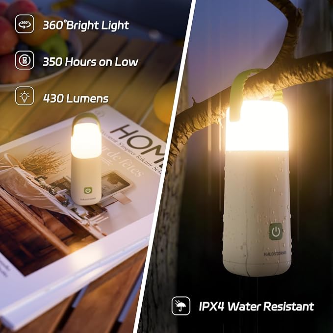 2PK Camping Lantern, 350 Hours Running Time Rechargeable Lantern, 3200mAh Lantern Flashlight with 4