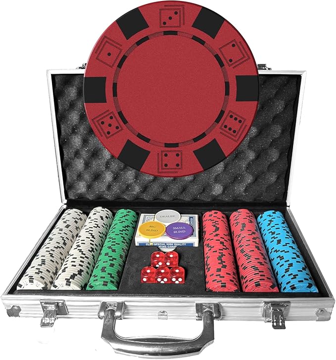 Poker Set 300-pcs with Aluminum Carrying Case & 11.5g Professional Weight Chips 2 Decks Plus 5