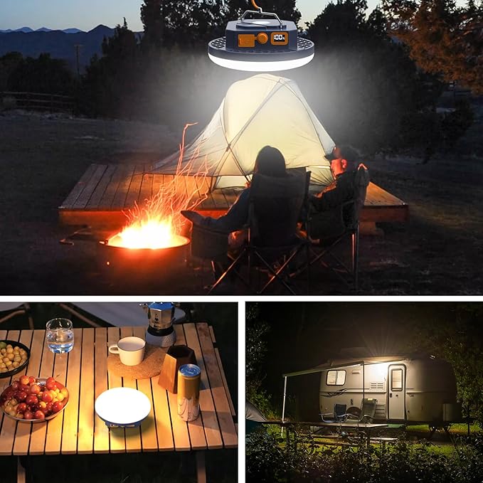 10000mAh 4000LM Flashlight Portable LED Camping Lantern Rechargeable Light 30W with Digital Power