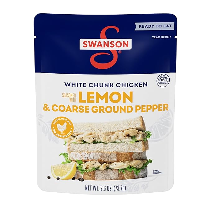 Swanson Lemon and Coarse Ground Pepper White Chunk Fully Cooked Chicken, Ready to Eat, Simple