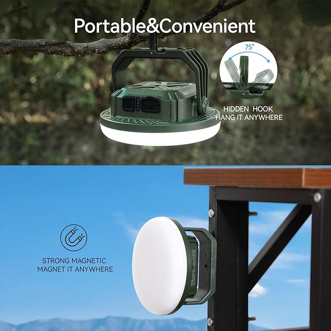 VAVOFO 30W LED Camping Lantern Rechargeable, 124 LED with 3 Lighting Modes, 3000LM, 7200mAh