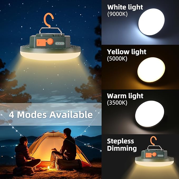 Camping Lantern 10500mAh Rechargeable Battery, 32W Ultra Bright LED Hanging Light with 3 Modes