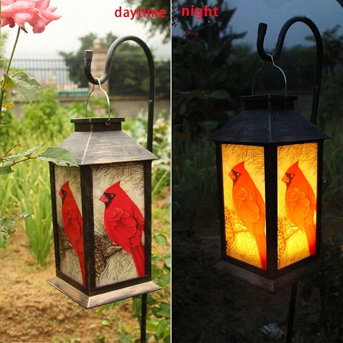 Solar Lanterns, Outdoor Hanging Lanterns Waterproof LED Solar Cardinal Lights Tabletop Lamp for