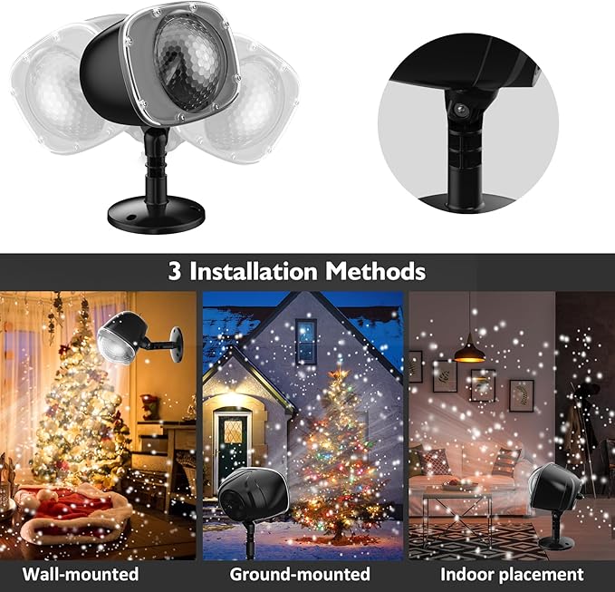 Christmas Snowfall Projector Lights, Holiday Projector Lights Waterproof Snow Flurries Landscape