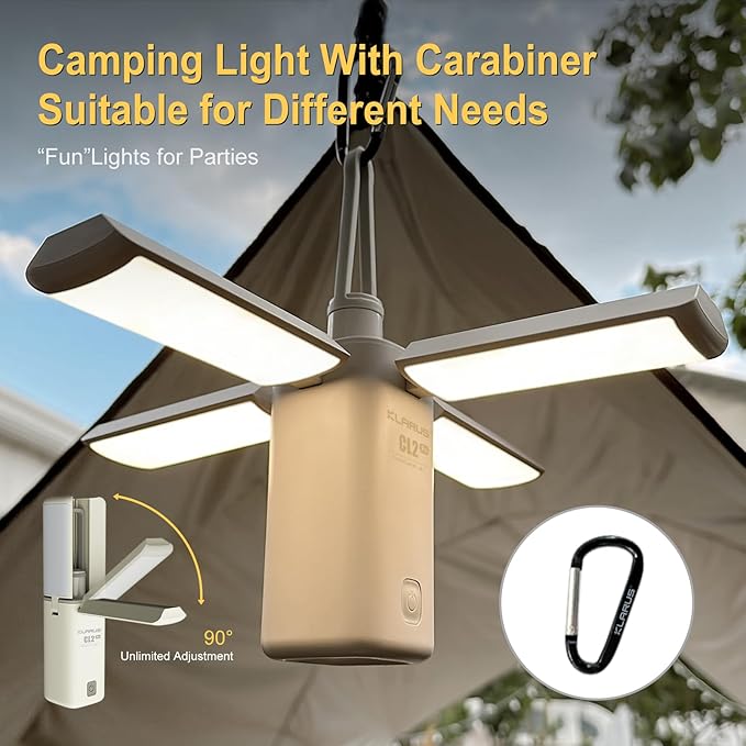 KLARUS CL2 Rechargeable Camping Lantern, 750LM 7 Light Modes Waterproof Foldable Tent Light with