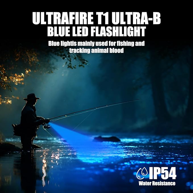 ULTRAFIRE Blue Light Flashlight,450-460nm High-Purity Single Mode Blue LED, Portable Compact for