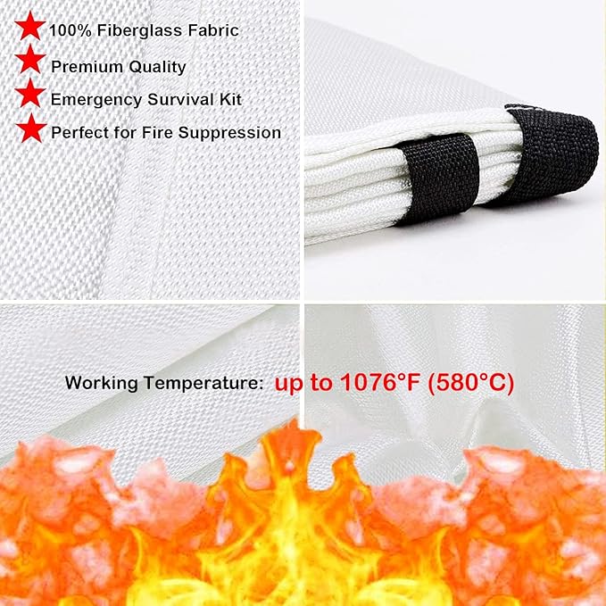 TONYKO Emergency Fire Blanket for Home and Kitchen - Orange - Fire Suppression, Fiberglass Fireproof