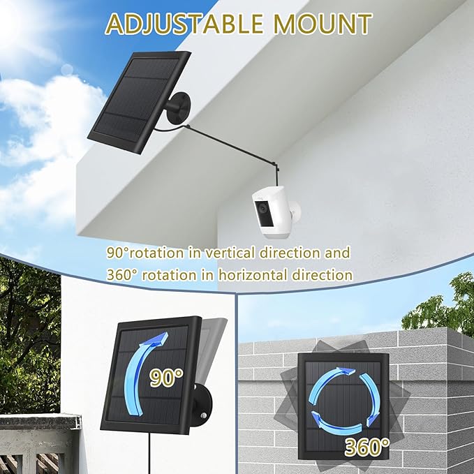 Solar Panel Outdoor for Ring Cameras with