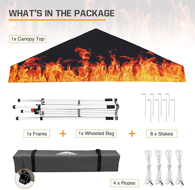EAGLE PEAK 10x10 Slant Leg Pop-up Canopy Tent Easy One Person Setup Instant Outdoor Beach Canopy