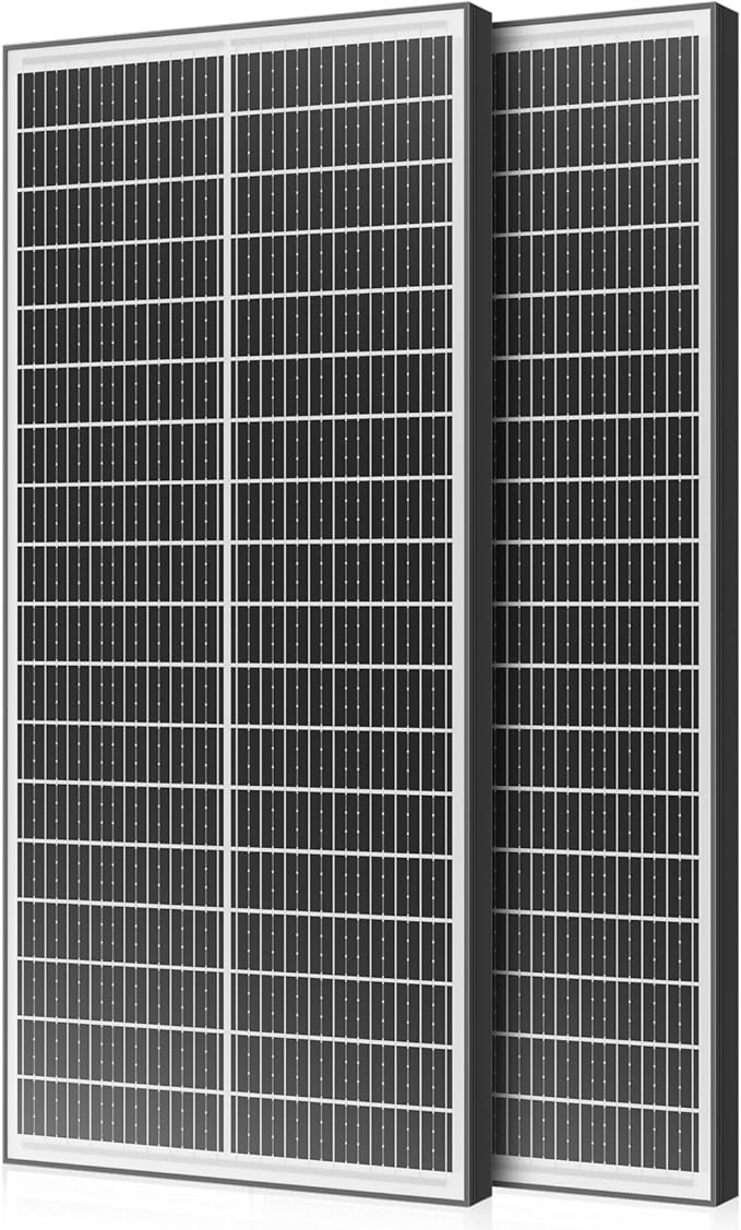 200 Watt Bifacial Solar Panel 2pcs 100 Watt, 18BB Monocrystalline Dual-Sided 12V/24V High
