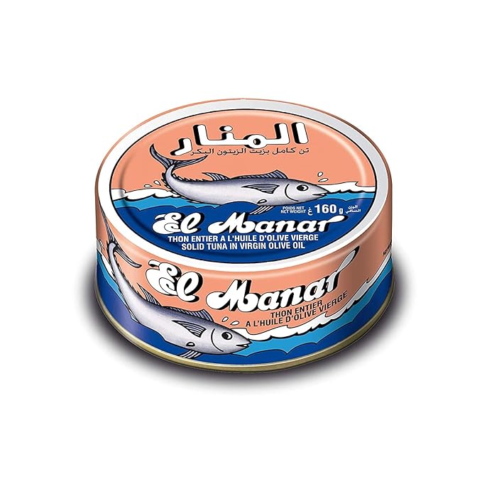 El Manar Solid Light Tuna in Olive Oil- 5.6 oz Pack of 3 - Canned Tuna Fish in Virgin Olive Oil